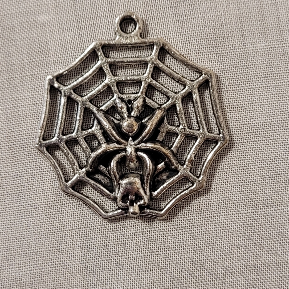 Spider in web necklace pendant